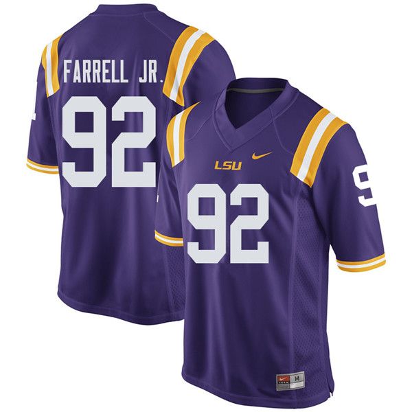 Men #92 Neil Farrell Jr. LSU Tigers College Football Jerseys Sale-Purple